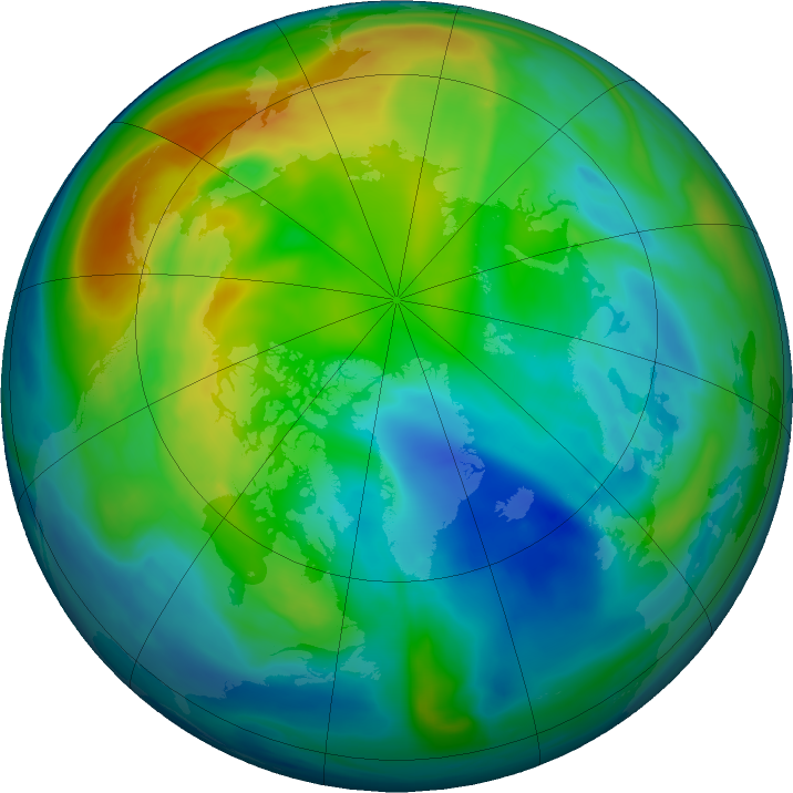 Arctic ozone map for 29 November 2017